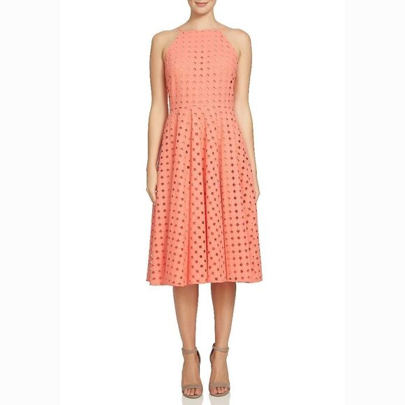 New! CECE by Cynthia Steffe Women's Eyelet Lace Cotton Midi Dress Size 0 Peony - Picture 5 of 6